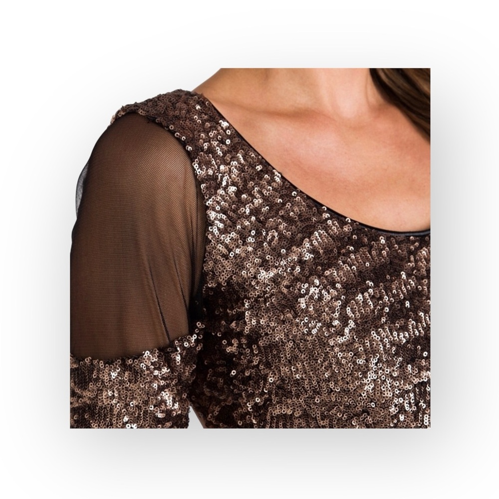 new Dress the Population ᪥ Sequin Body Con Cocktail Mini Dress ᪥ Mesh Panels XS - Picture 6 of 17